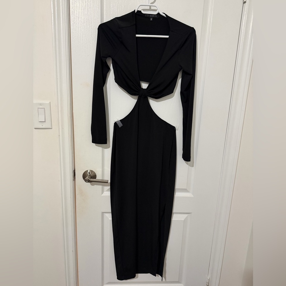 Dynamite Black Long Sleeve Cutout Maxi Dress